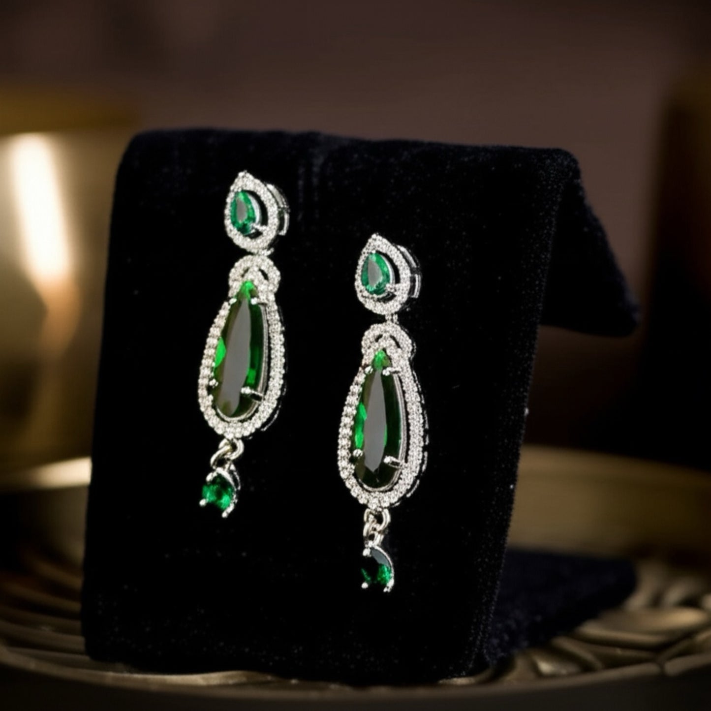 91859-ER CZ Earring With Gold/Rhodium Plating