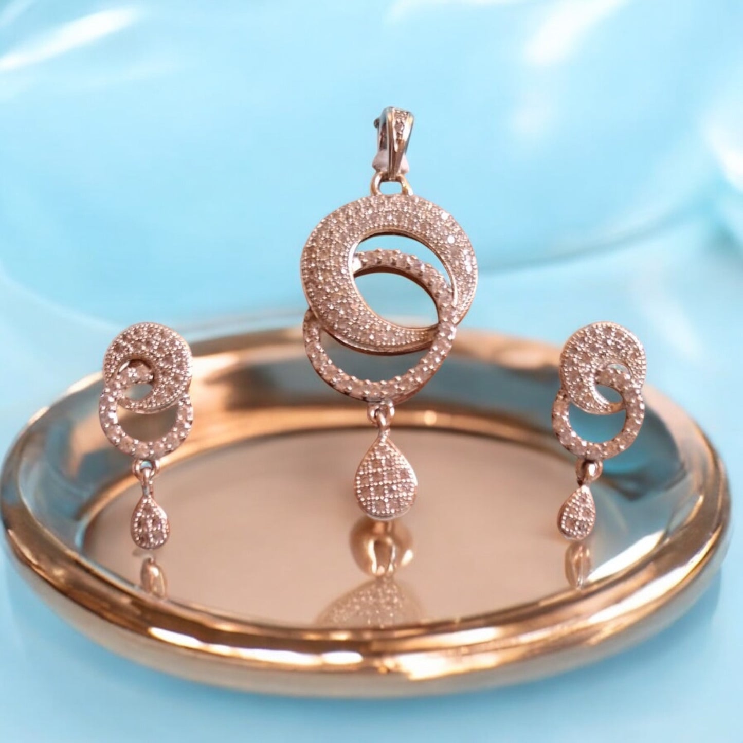 426635-American Diamond Delicate Pendant Set With Rhodium Plating