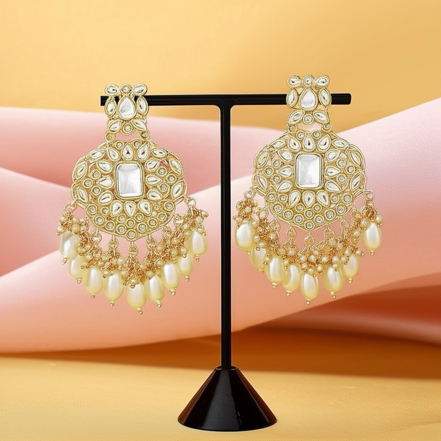 109025-Indo Western (Kundan) Earring-White