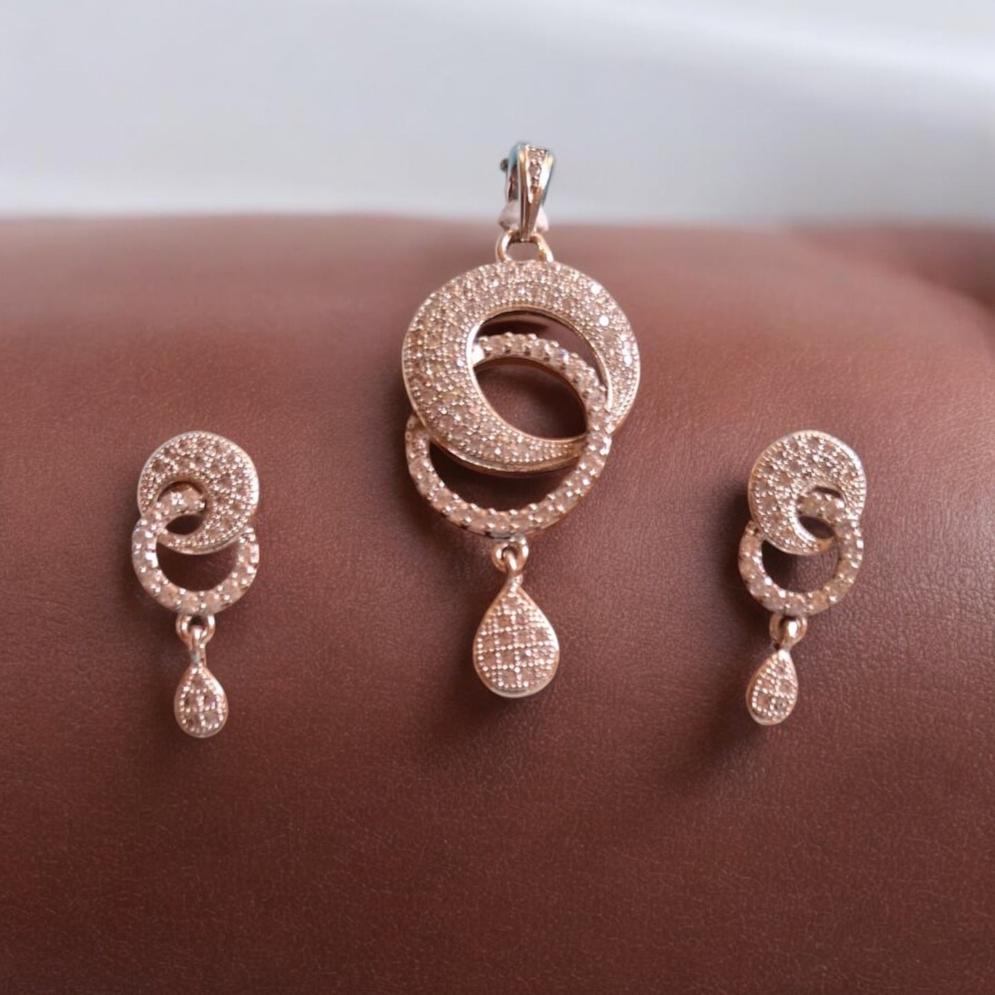 426635-American Diamond Delicate Pendant Set With Rhodium Plating