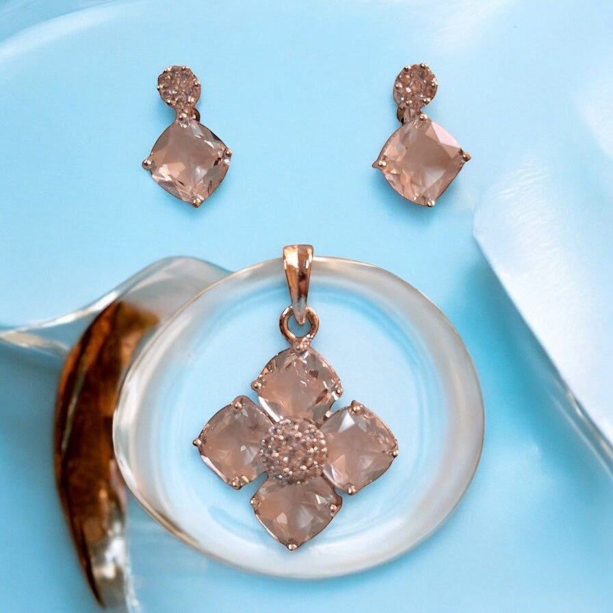 433802-American Diamond Delicate Pendant Set With Rhodium Plating-White