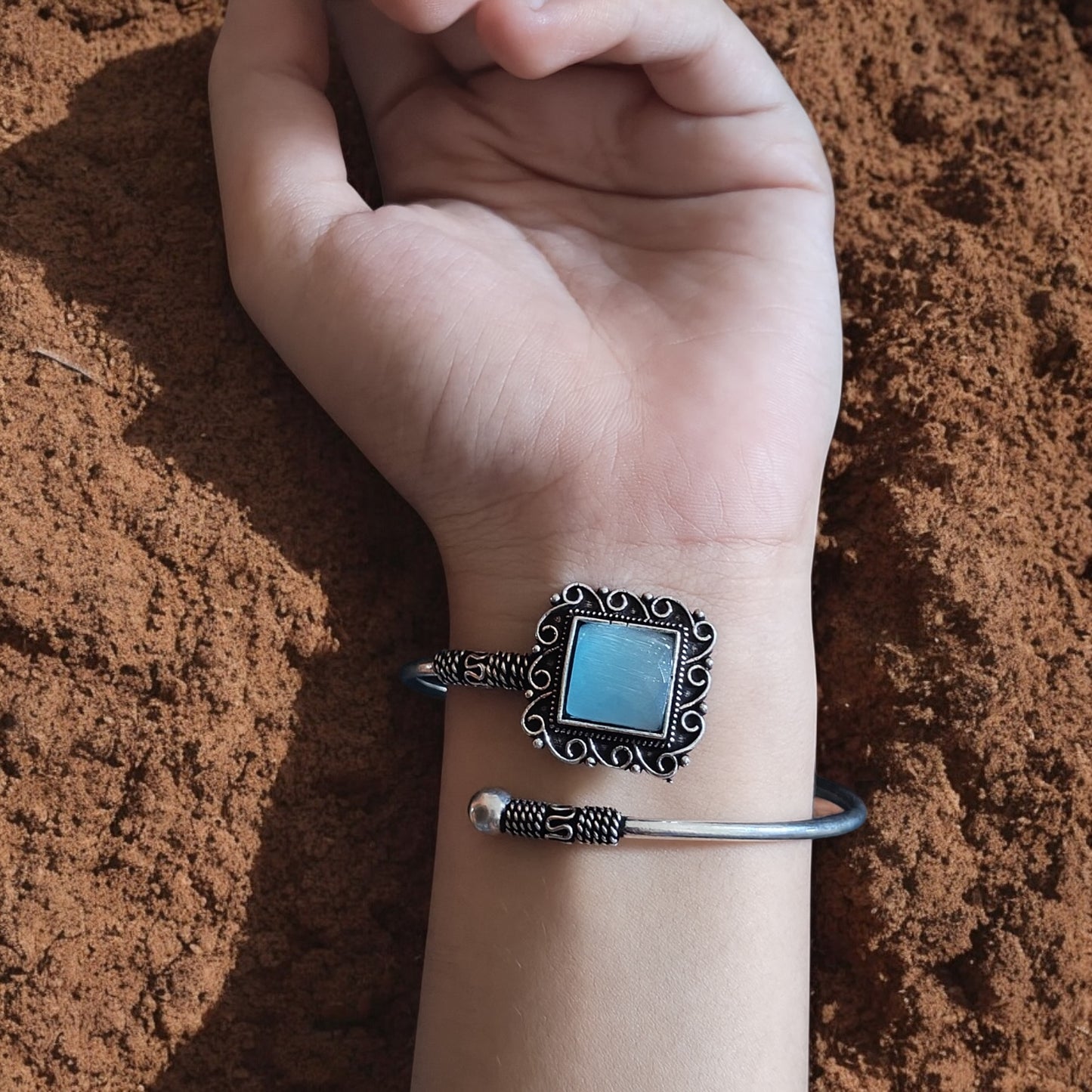 91509 BRO Classic Kada With Oxidised Plating-Aqua