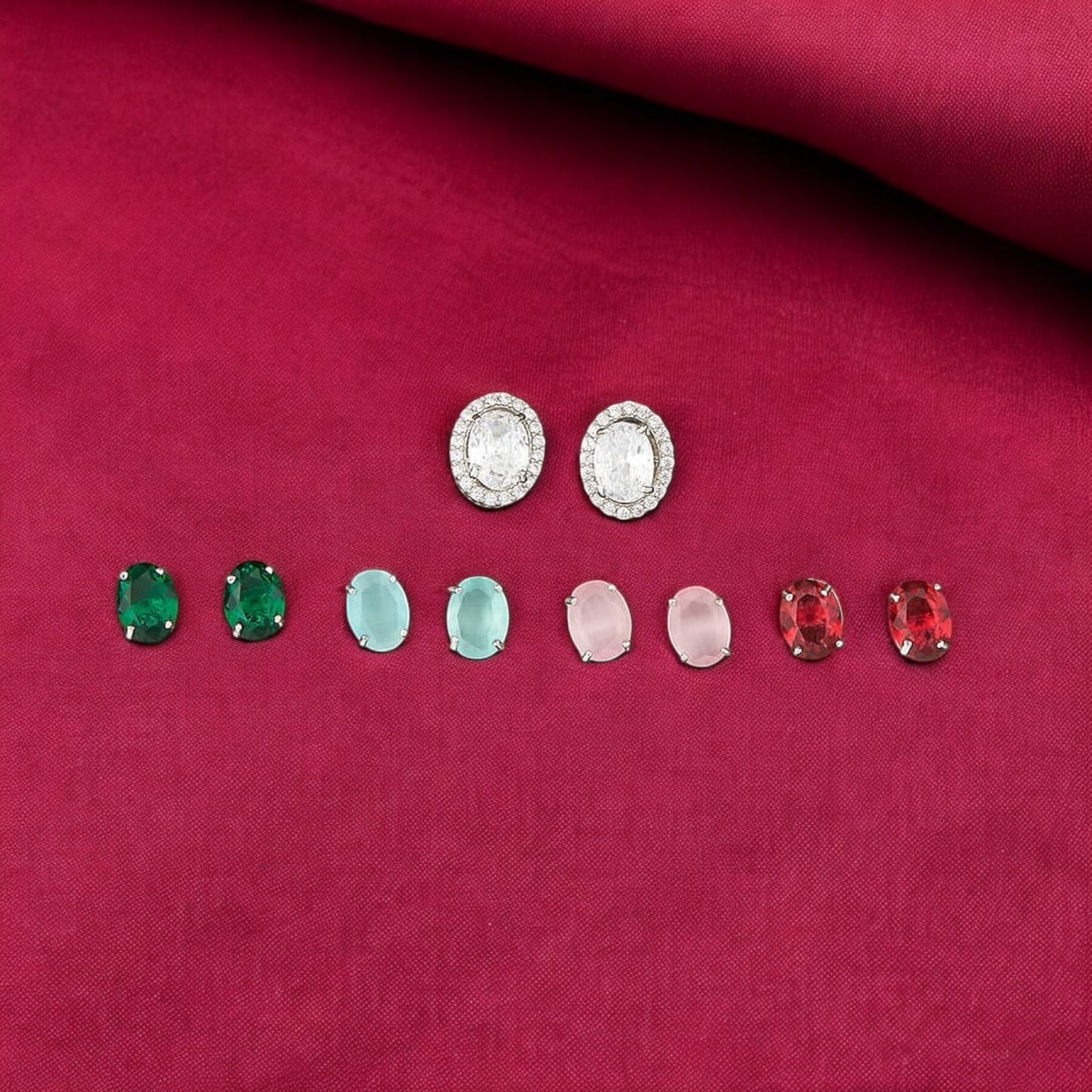 421773 Cz Changeable Stone Earring With Rhodium Plating