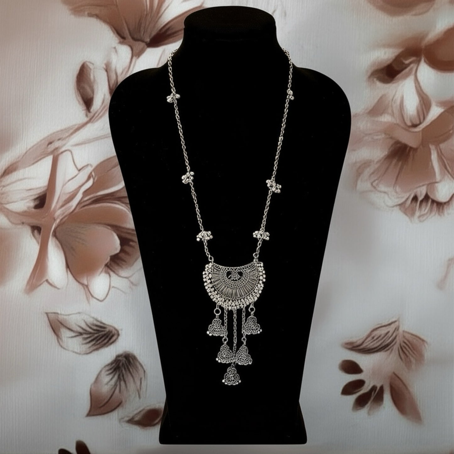 92509-NSO Classic Necklace With Oxidised Plating-Design 3