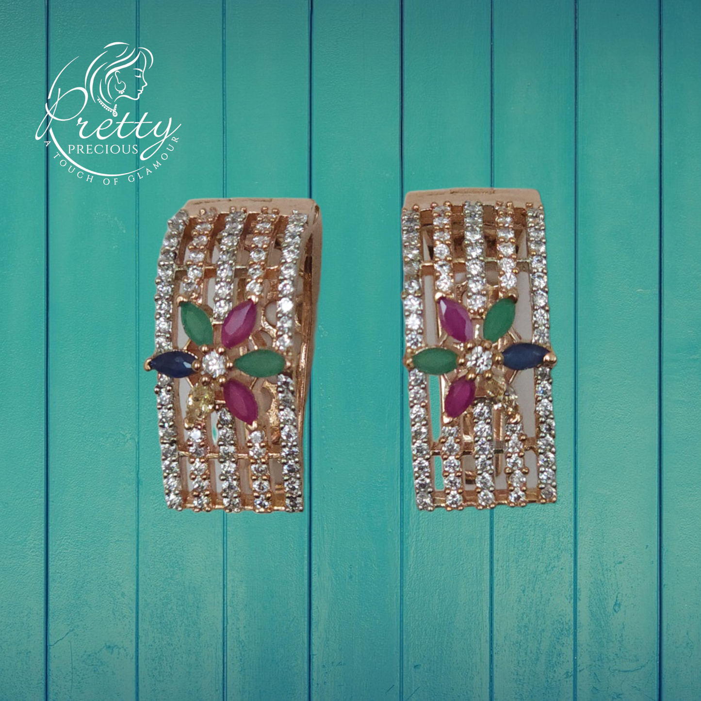 411120 Cz Earrings With Rhodium Plating