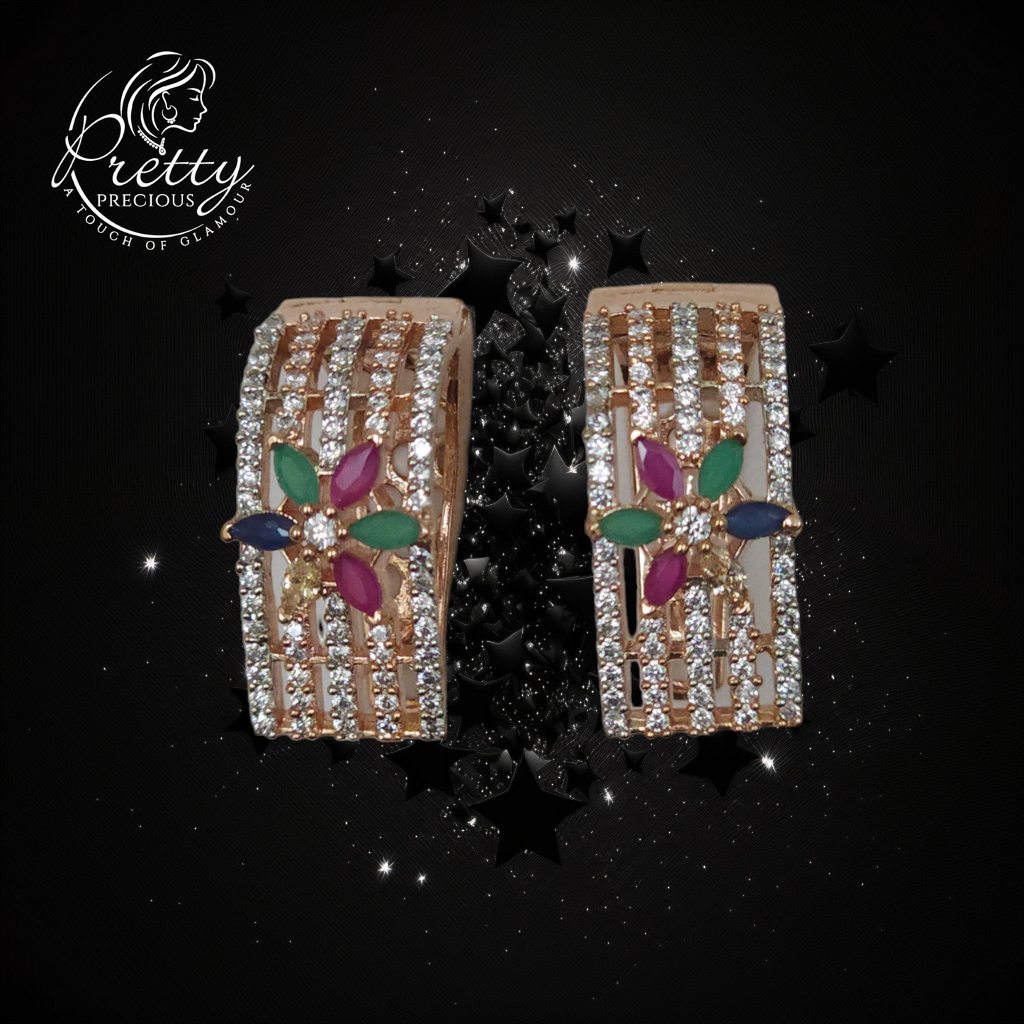 411120 Cz Earrings With Rhodium Plating