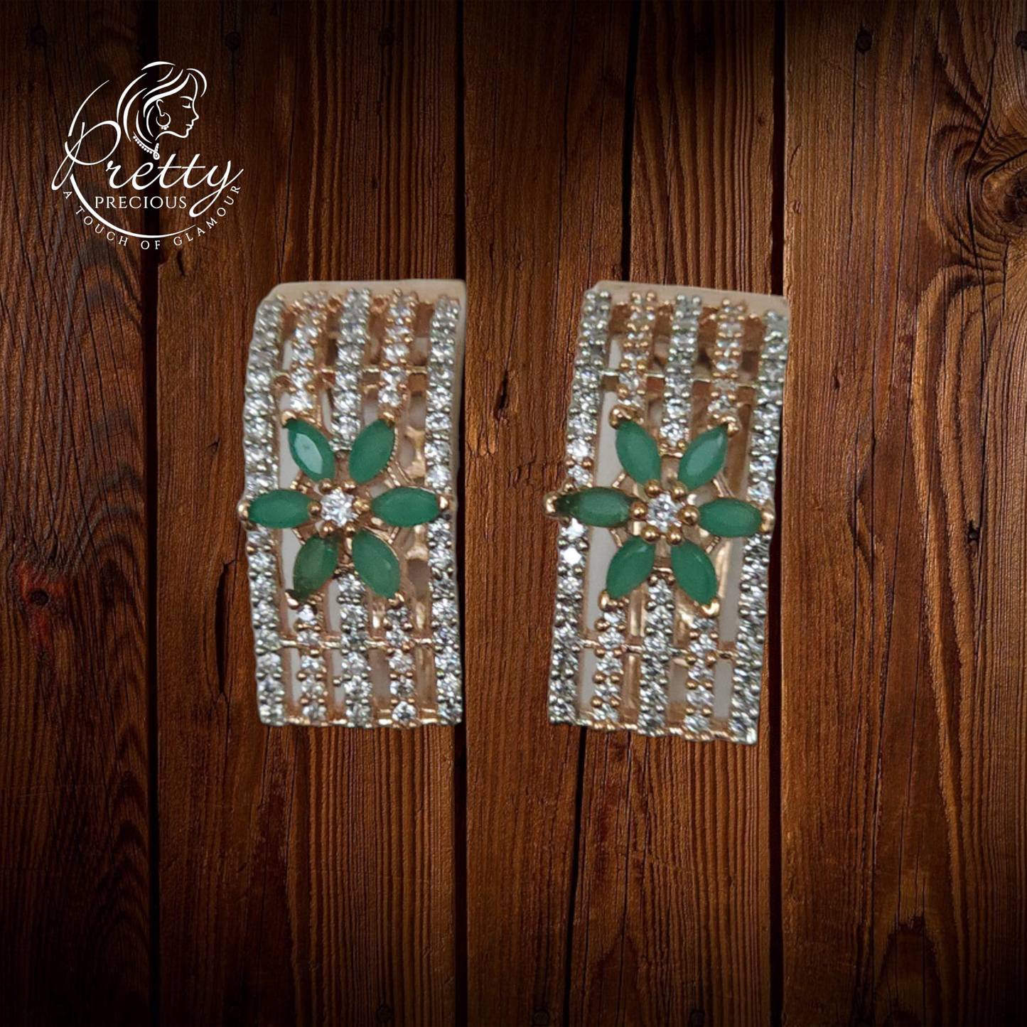 411120 Cz Earrings With Rhodium Plating