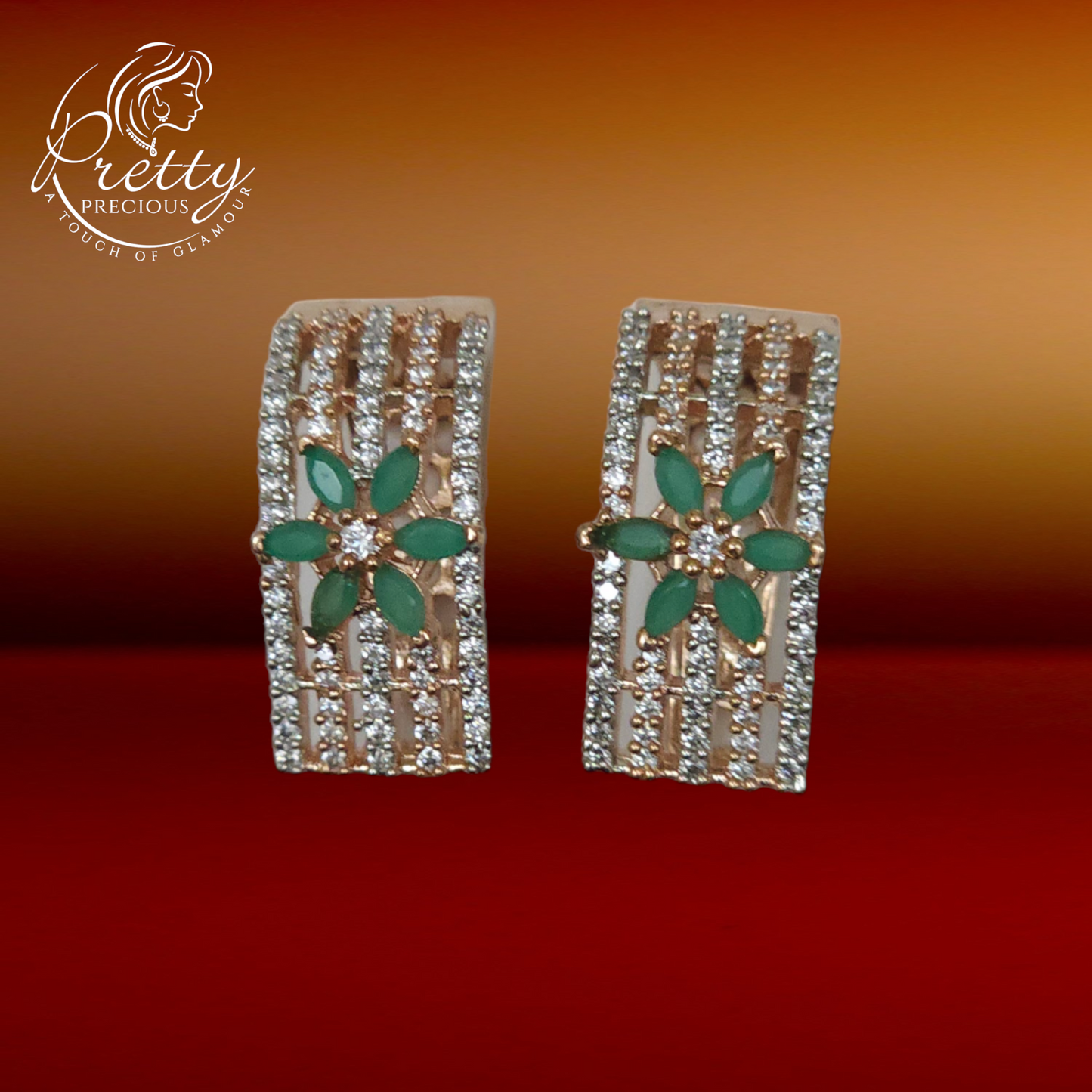411120 Cz Earrings With Rhodium Plating