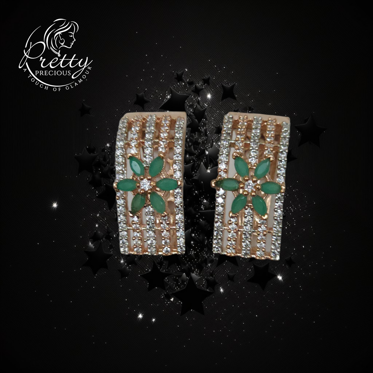 411120 Cz Earrings With Rhodium Plating