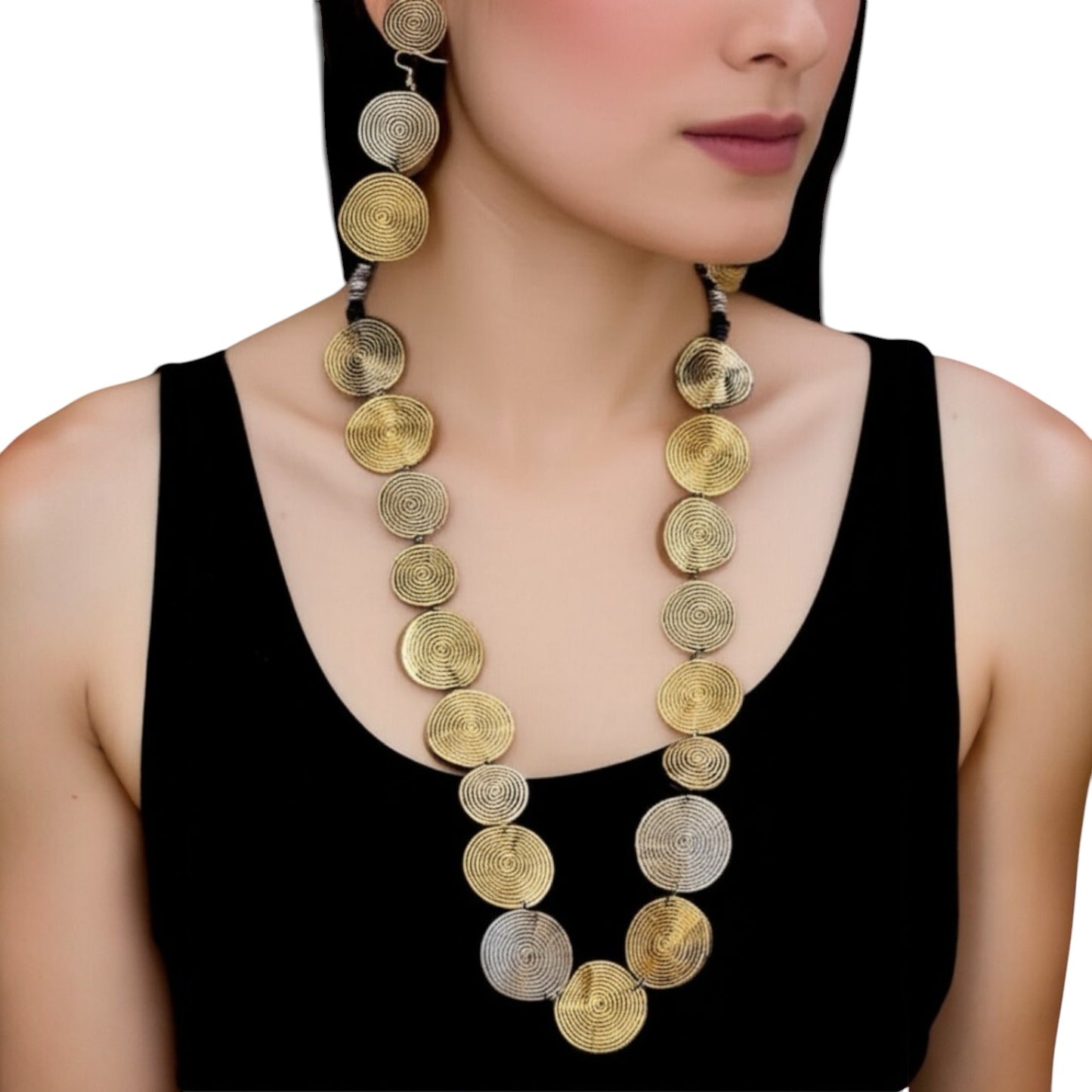 93509-NSO Classic Necklace With Oxidised Plating-Design 2