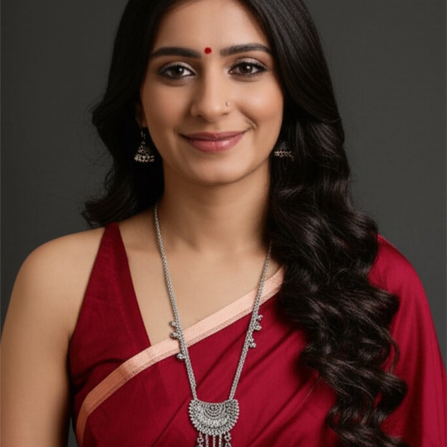 92509-NSO Classic Necklace With Oxidised Plating-Design 3
