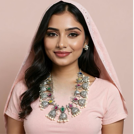 94509-NSO Classic Necklace With Oxidised Plating-Multi