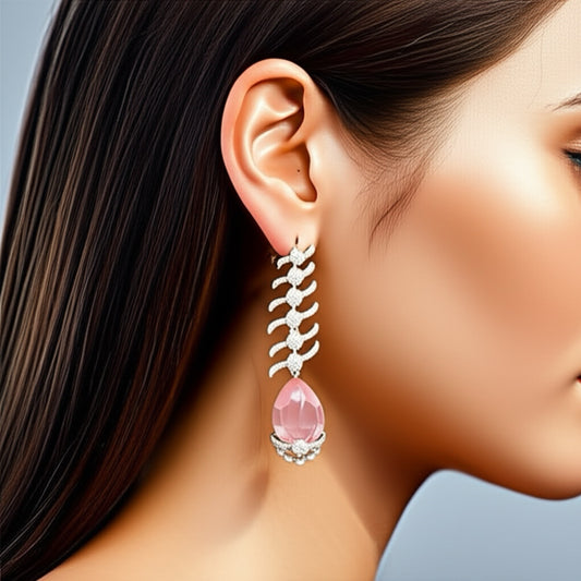 432324 Earring With Rhodium Plating-Pink