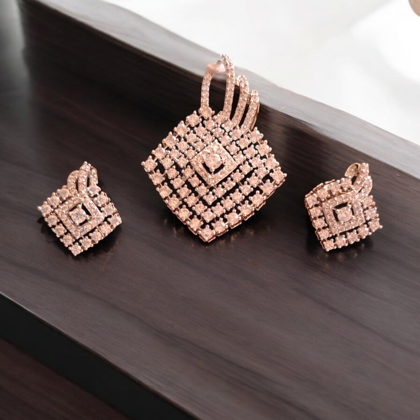 436547-American Diamond Delicate Pendant Set With Rhodium Plating