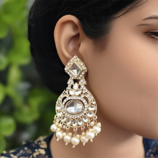 3395-Indo Western (Kundan) Earring-Pearl