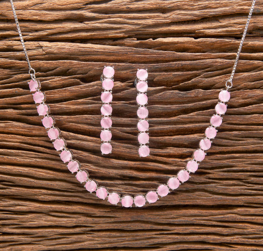 431972 Cz Delicate Necklace Pink