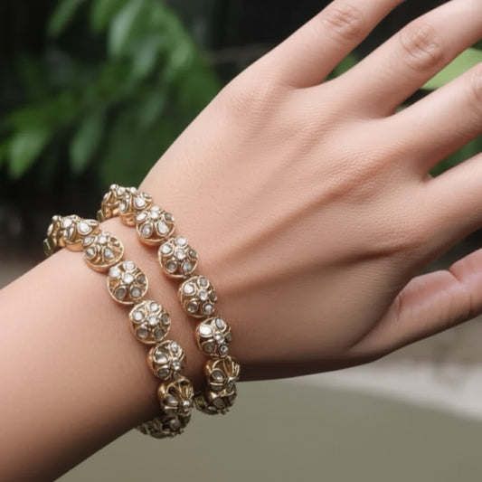 808869 Classic Bangles With Oxidised Plating-Size 2.4