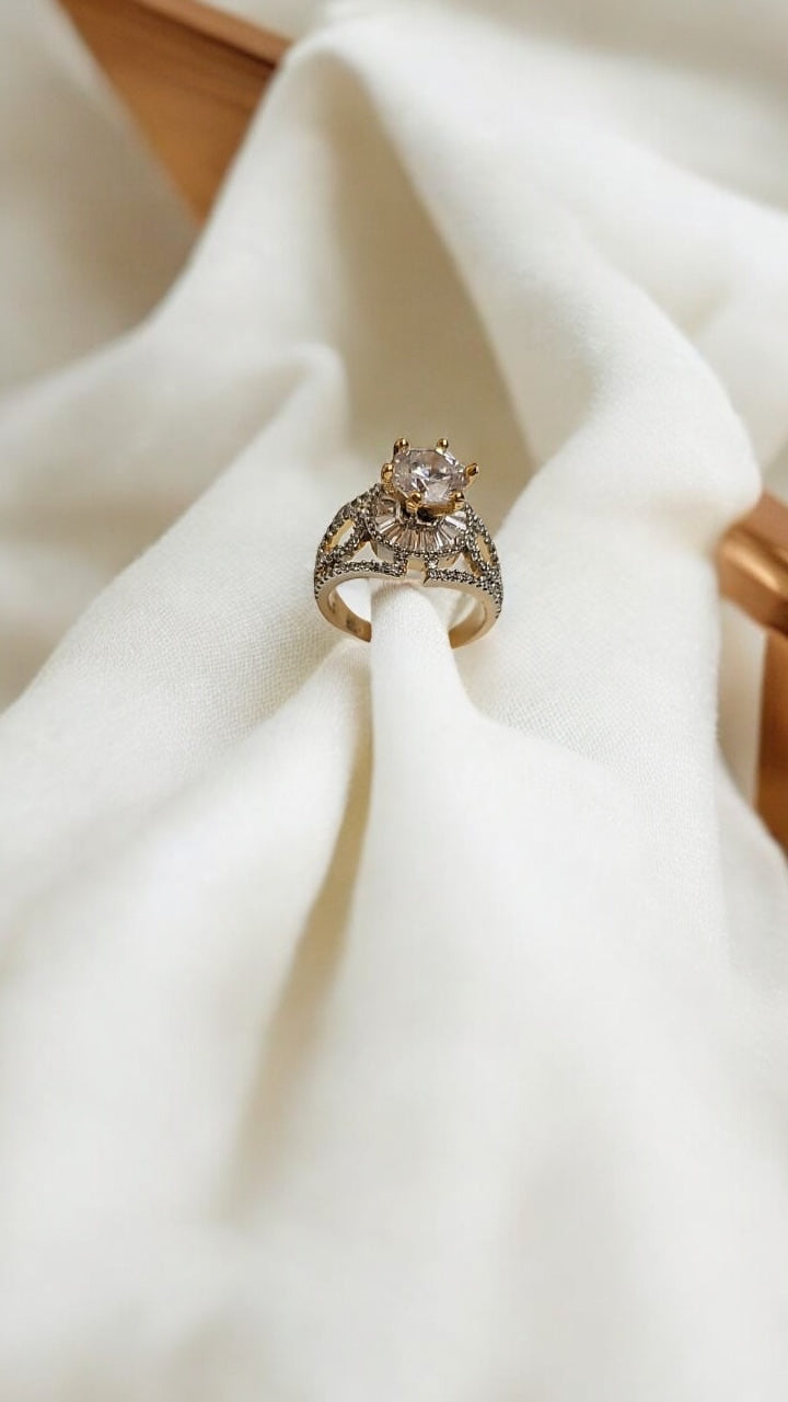426251 Cz Adjustable Ring 2 Tone