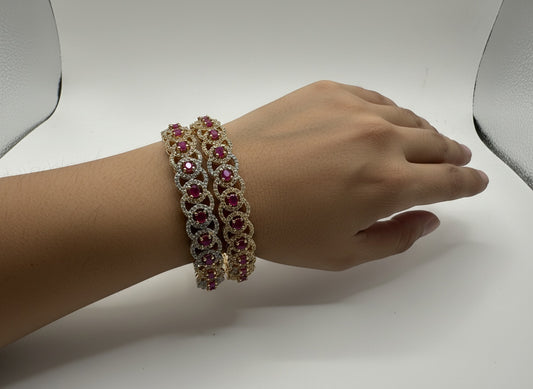 1017 Cz Classic Bangles-Size 2.8-Ruby