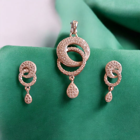 426635-American Diamond Delicate Pendant Set With Rhodium Plating