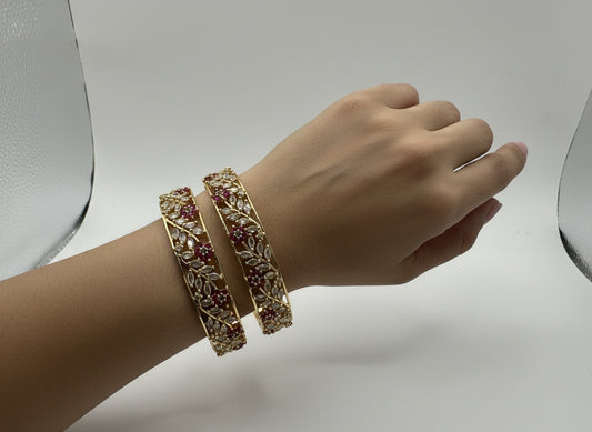 1019 Cz Classic Bangles-Size 2.8-Ruby White