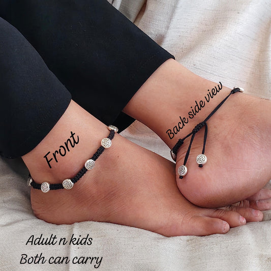 91709-ANO Classic Anklet With Oxidized Plating-Design 2