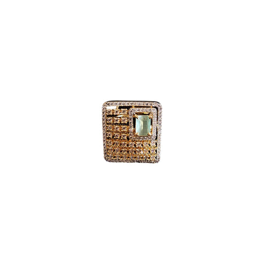 425721 Cubic Zirconia Adjustable Ring With 2 Tone Plating