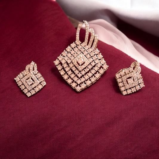 436547-American Diamond Delicate Pendant Set With Rhodium Plating