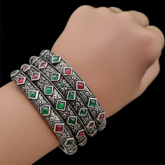 805682 Classic Bangles With Oxidised Plating-Size 2.4