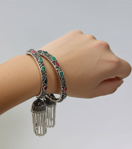 122413 Classic Bangles With Oxidised Plating-Size 2.4