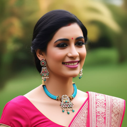804146 Trendy Necklace With Oxidised Plating