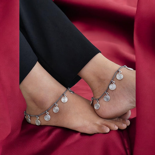 91999-ANO Classic Anklet With Oxidized Plating-Design 2