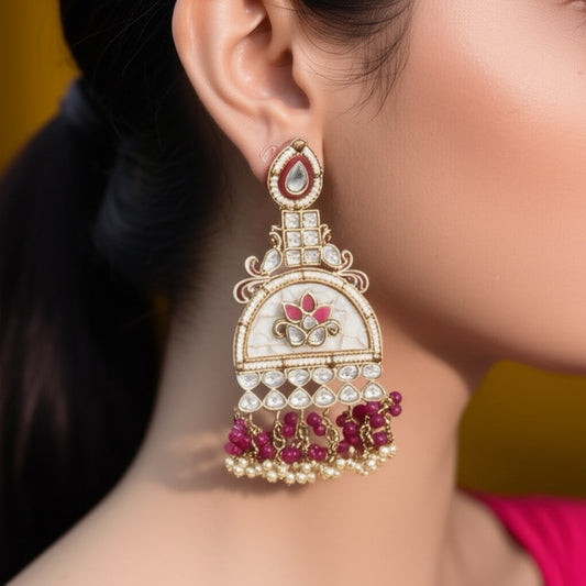 111346-Indo Western (Kundan) Earring-Purple