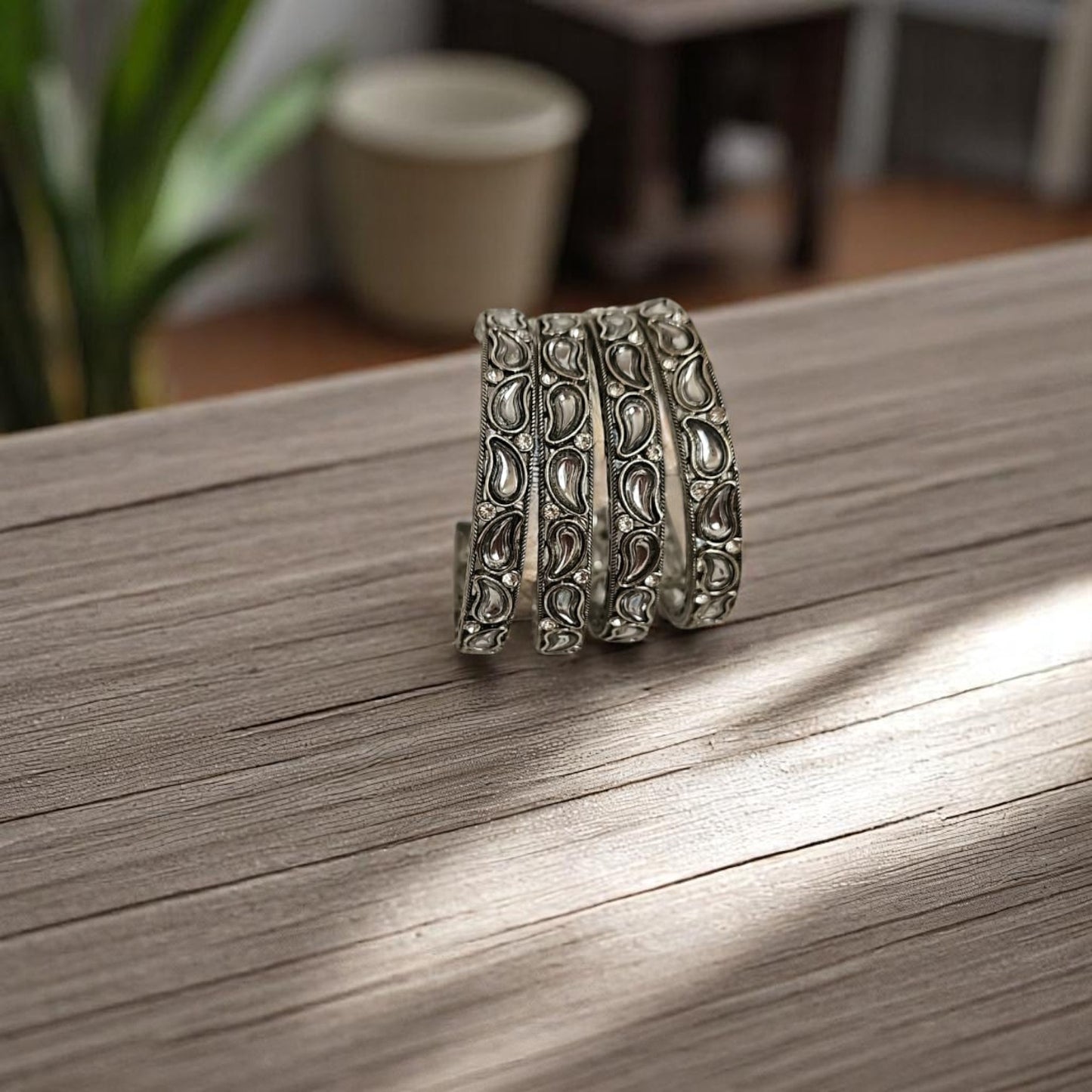 806868 Classic Bangles With Oxidised Plating-Size 2.4