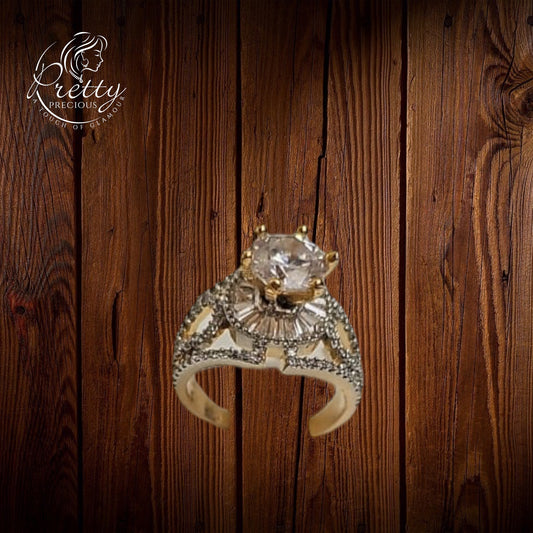 426251 Cz Adjustable Ring 2 Tone