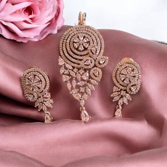 431359-American Diamond Delicate Pendant Set With Rhodium Plating