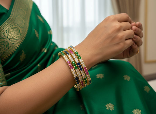 1026 Cz Classic Bangles-Size 2.8-Multi