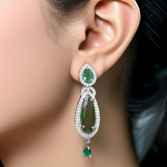 91859-ER CZ Earring With Gold/Rhodium Plating