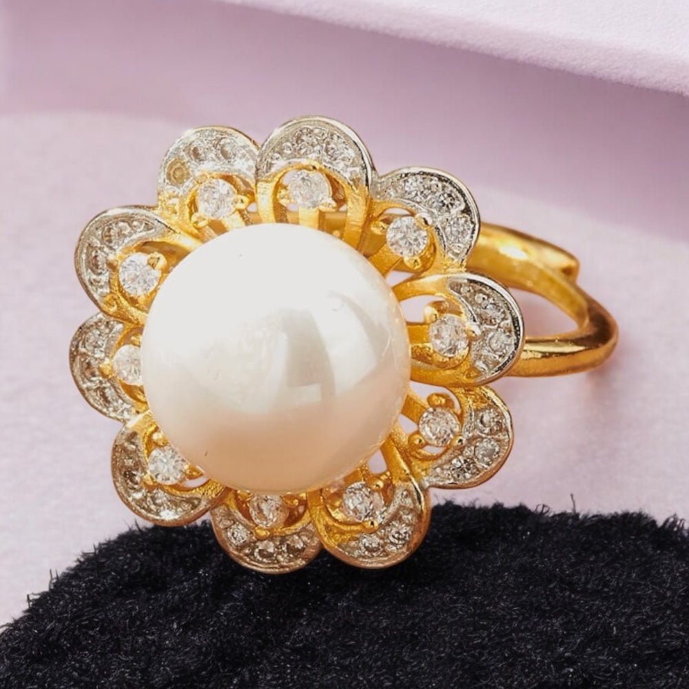 433264 Cz Adjustable Ring 2 Tone