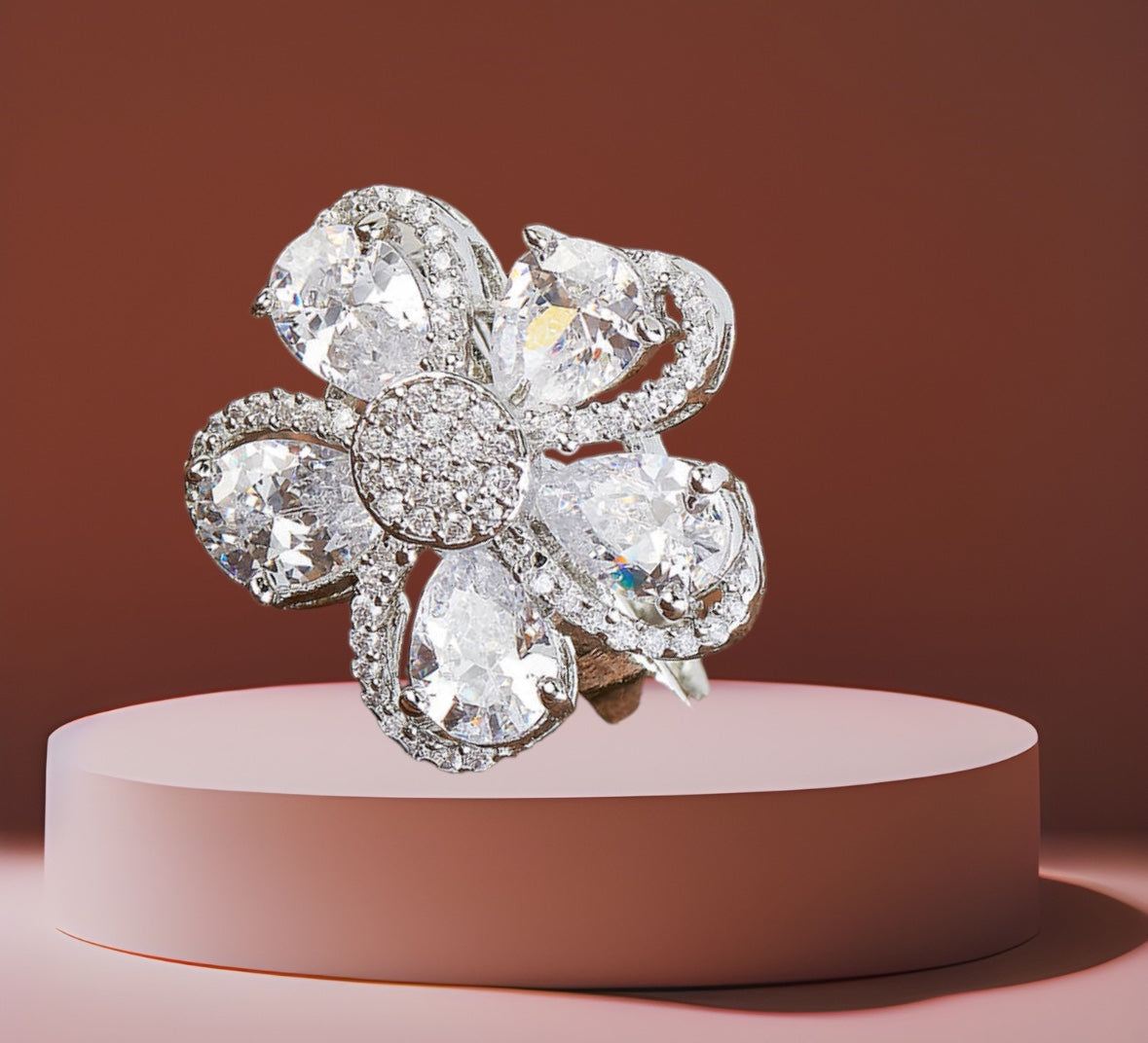 428617-Cz Delicate Ring With Rhodium Plating-White