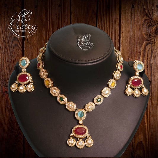 99959-NS Cz Delicate Necklace Multicolor