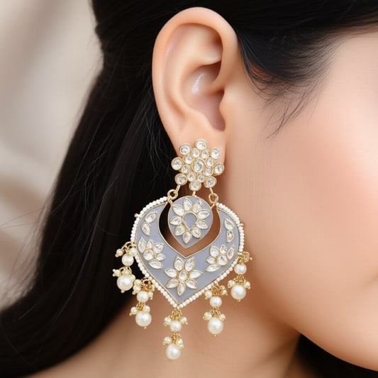 35160-Indo Western (Kundan) Earring-Grey