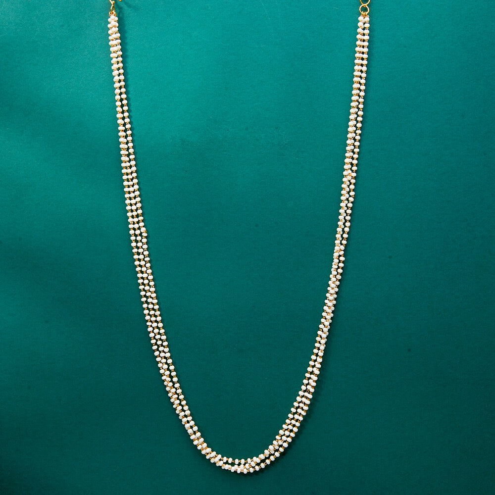 434381 Cz 3 Line Necklace With Gold Plating-Moti