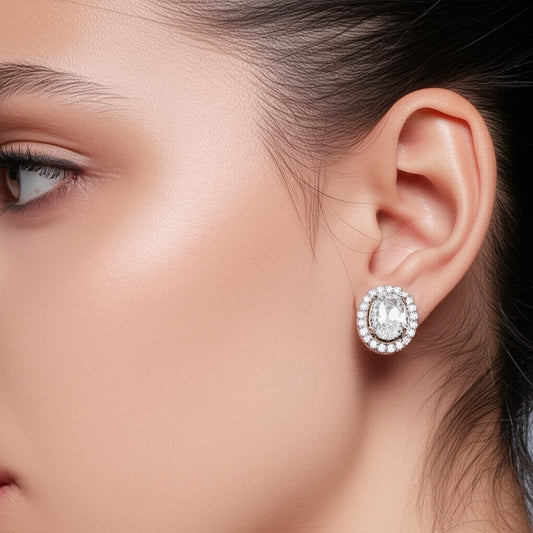 421773 Cz Changeable Stone Earring With Rhodium Plating