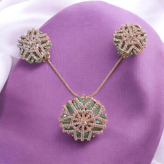 95659-PS-American Diamond Delicate Pendant Set With Rhodium Plating-Mint