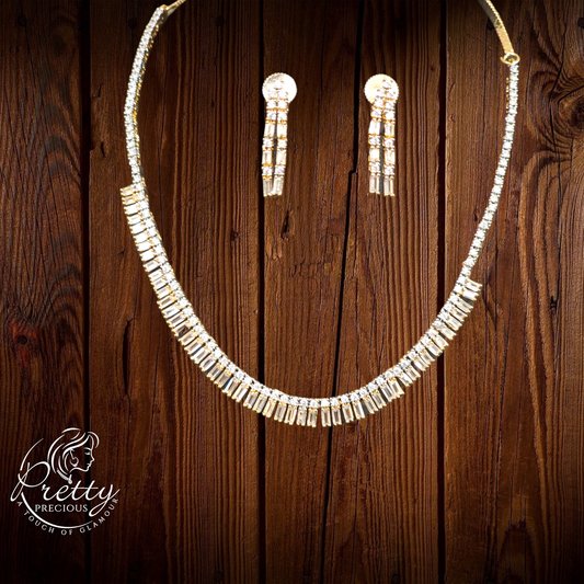 427413 Cz Delicate Necklace With 2 Tone Plating