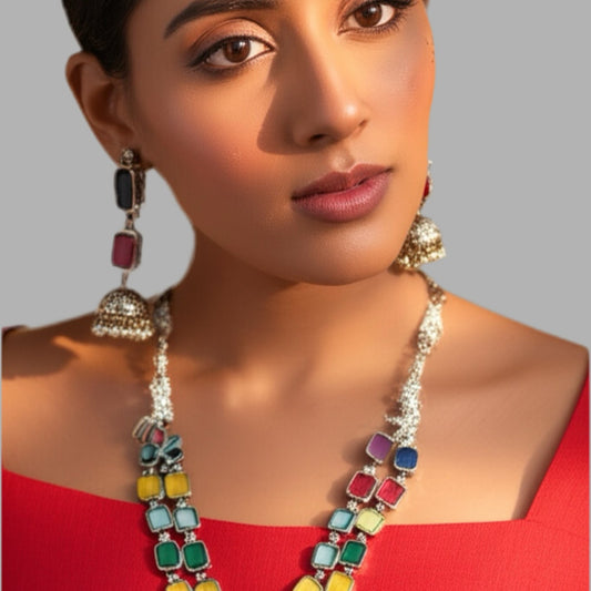 97999-NSO Classic Necklace With Oxidised Plating-Multi